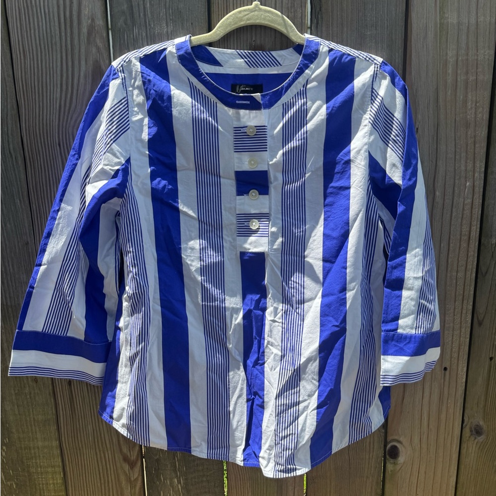 Blue and White Striped JCrew Top/Blouse/Tunic - NET Size XS